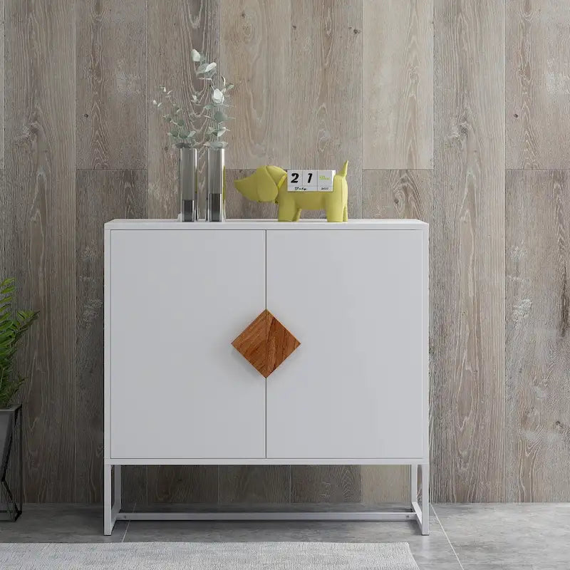 buffet à 2 portes avec poignée carrée en bois massif