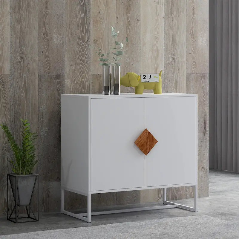 buffet à 2 portes avec poignée carrée en bois massif