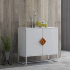 buffet à 2 portes avec poignée carrée en bois massif