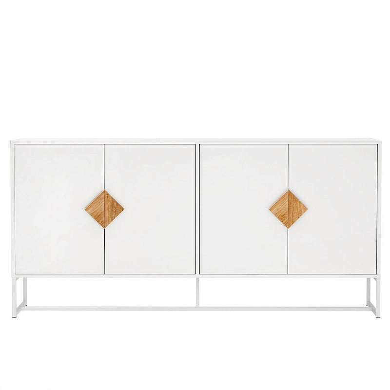 buffet à 2 portes avec poignée carrée en bois massif