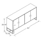 buffet à 2 portes avec poignée carrée en bois massif