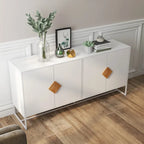 buffet à 2 portes avec poignée carrée en bois massif