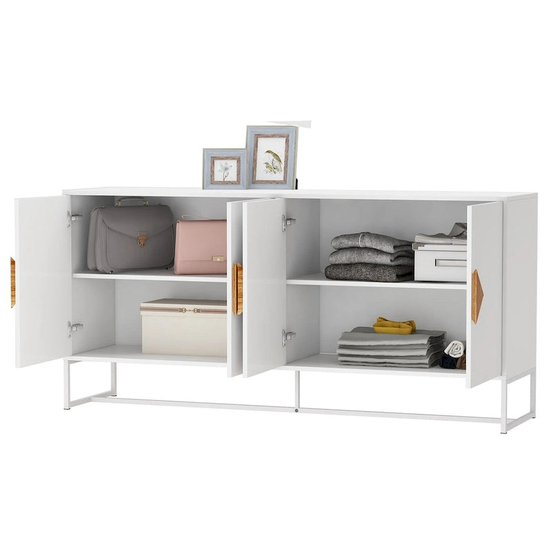 buffet à 2 portes avec poignée carrée en bois massif