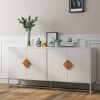 buffet à 2 portes avec poignée carrée en bois massif