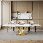 Table de salle à manger rectangulaire extensible moderne en pierre frittée (94,48 €) pour 8 personnes