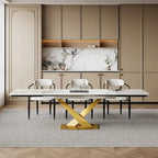 Table de salle à manger rectangulaire extensible moderne en pierre frittée (94,48 €) pour 8 personnes