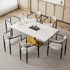 Table de salle à manger rectangulaire extensible moderne en pierre frittée (94,48 €) pour 8 personnes
