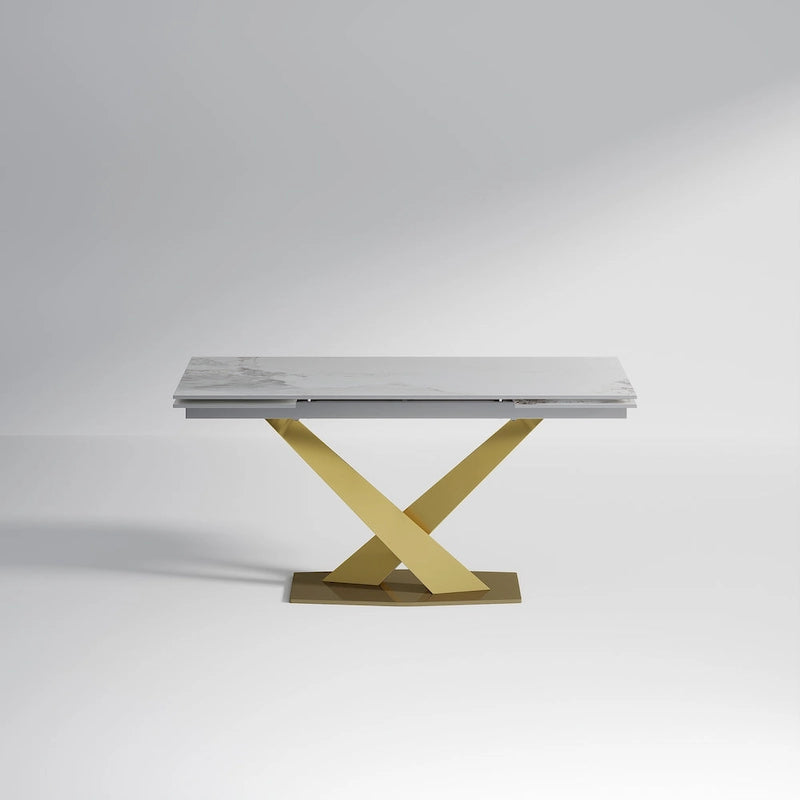 Table de salle à manger rectangulaire extensible moderne en pierre frittée (94,48 €) pour 8 personnes