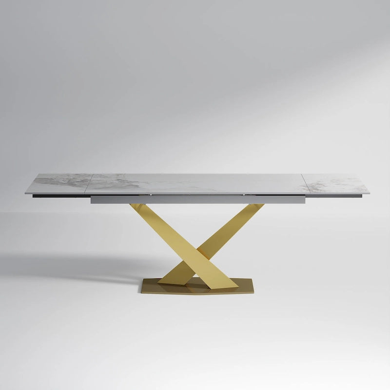 Table de salle à manger rectangulaire extensible moderne en pierre frittée (94,48 €) pour 8 personnes