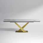 Table de salle à manger rectangulaire extensible moderne en pierre frittée (94,48 €) pour 8 personnes