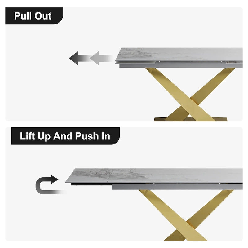 Table de salle à manger rectangulaire extensible moderne en pierre frittée (94,48 €) pour 8 personnes