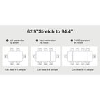 Table de salle à manger rectangulaire extensible moderne en pierre frittée (94,48 €) pour 8 personnes