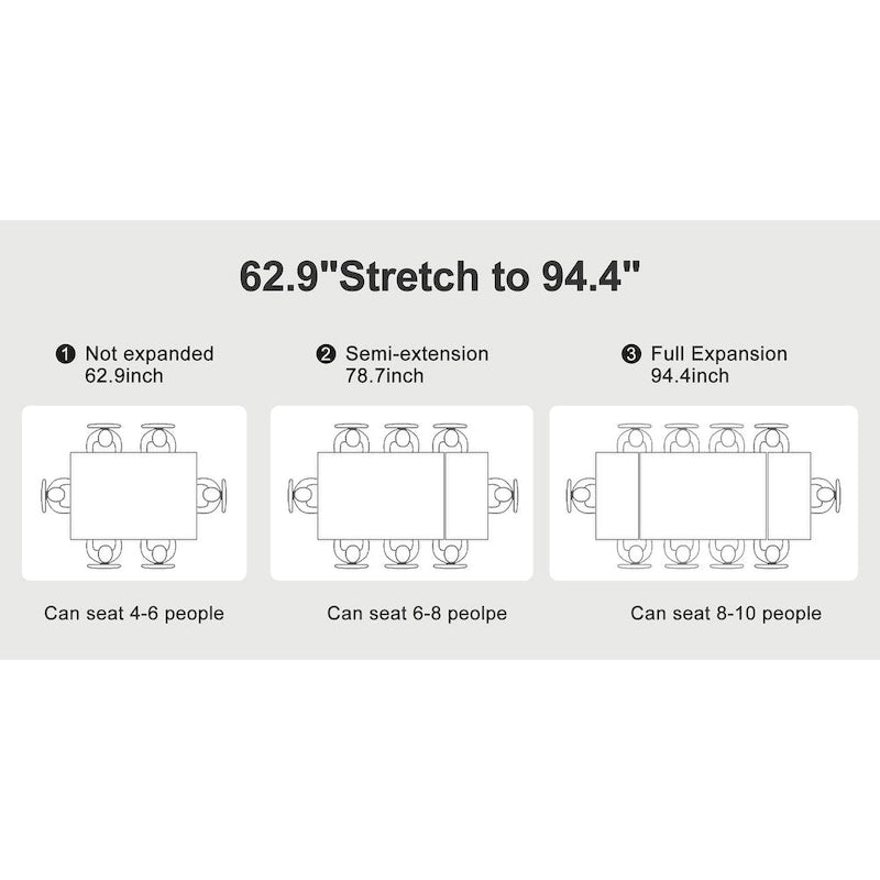 Table de salle à manger rectangulaire extensible moderne en pierre frittée (94,48 €) pour 8 personnes