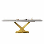 Table de salle à manger rectangulaire extensible moderne en pierre frittée (94,48 €) pour 8 personnes