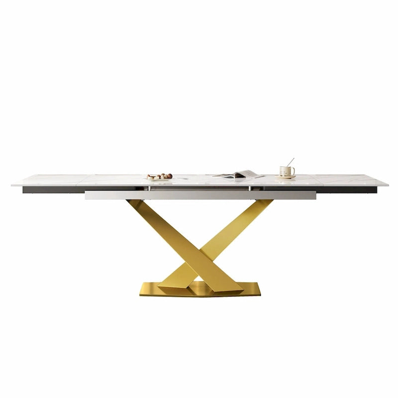 Table de salle à manger rectangulaire extensible moderne en pierre frittée (94,48 €) pour 8 personnes