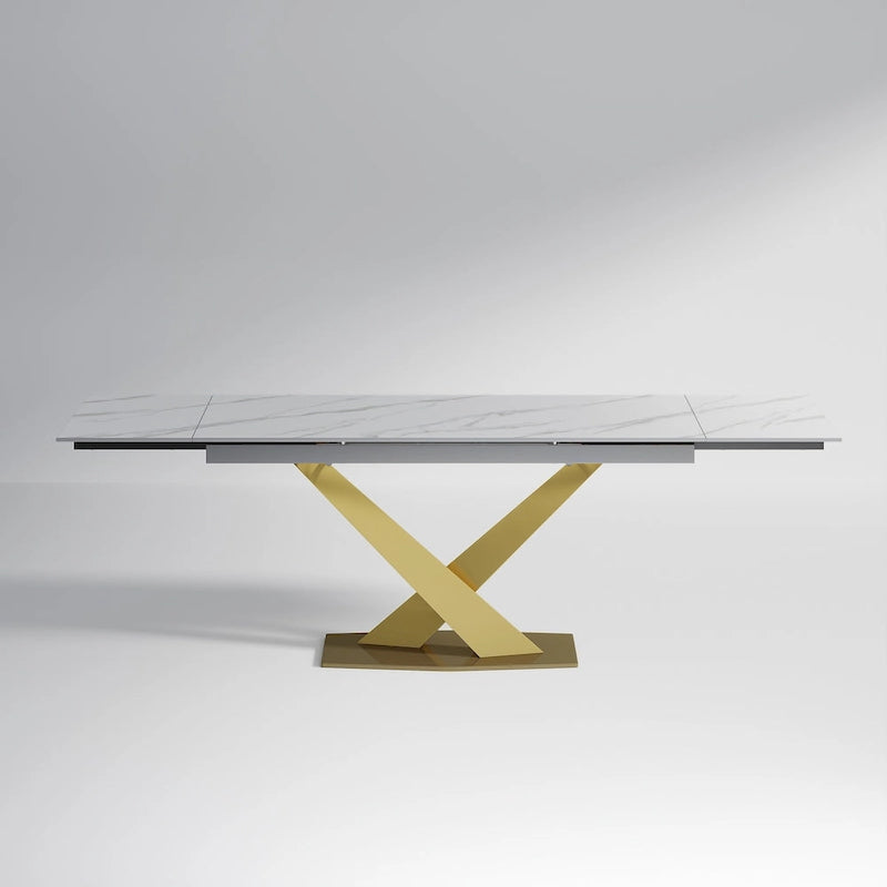 Table de salle à manger rectangulaire extensible moderne en pierre frittée (94,48 €) pour 8 personnes