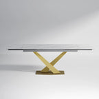 Table de salle à manger rectangulaire extensible moderne en pierre frittée (94,48 €) pour 8 personnes