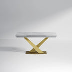 Table de salle à manger rectangulaire extensible moderne en pierre frittée (94,48 €) pour 8 personnes