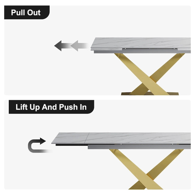 Table de salle à manger rectangulaire extensible moderne en pierre frittée (94,48 €) pour 8 personnes