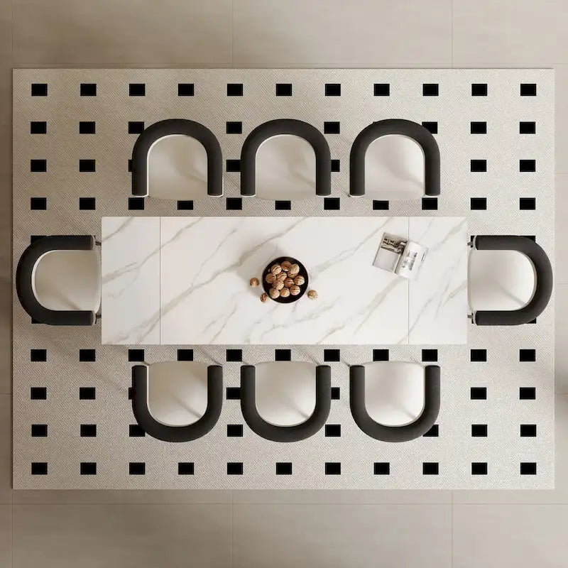 Table de salle à manger rectangulaire extensible moderne en pierre frittée (94,48 €) pour 8 personnes