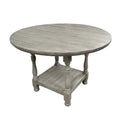Table haute ronde en bois gris clair avec 1 étagère - Gris clair