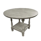 Table haute ronde en bois gris clair avec 1 étagère - Gris clair