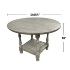 Table haute ronde en bois gris clair avec 1 étagère - Gris clair
