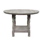 Table haute ronde en bois gris clair avec 1 étagère - Gris clair