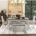 Table de salle à manger rectangulaire de style campagnard de 60 pouces avec 4 chaises rembourrées et un banc