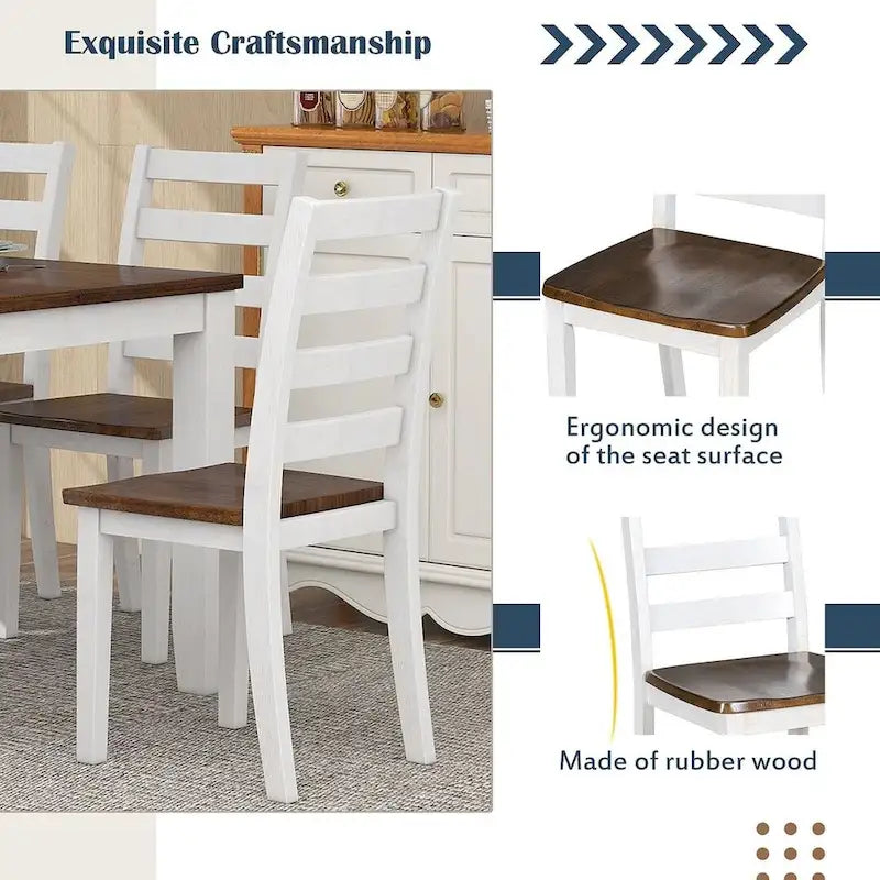 Table de salle à manger rectangulaire de style campagnard de 60 pouces avec 4 chaises rembourrées et un banc