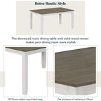 Table de salle à manger rectangulaire de style campagnard de 60 pouces avec 4 chaises rembourrées et un banc