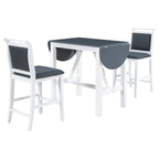 Ensemble de table à manger 3 pièces en bois, hauteur comptoir, à abattants