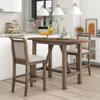 Ensemble de table à manger 3 pièces en bois, hauteur comptoir, à abattants