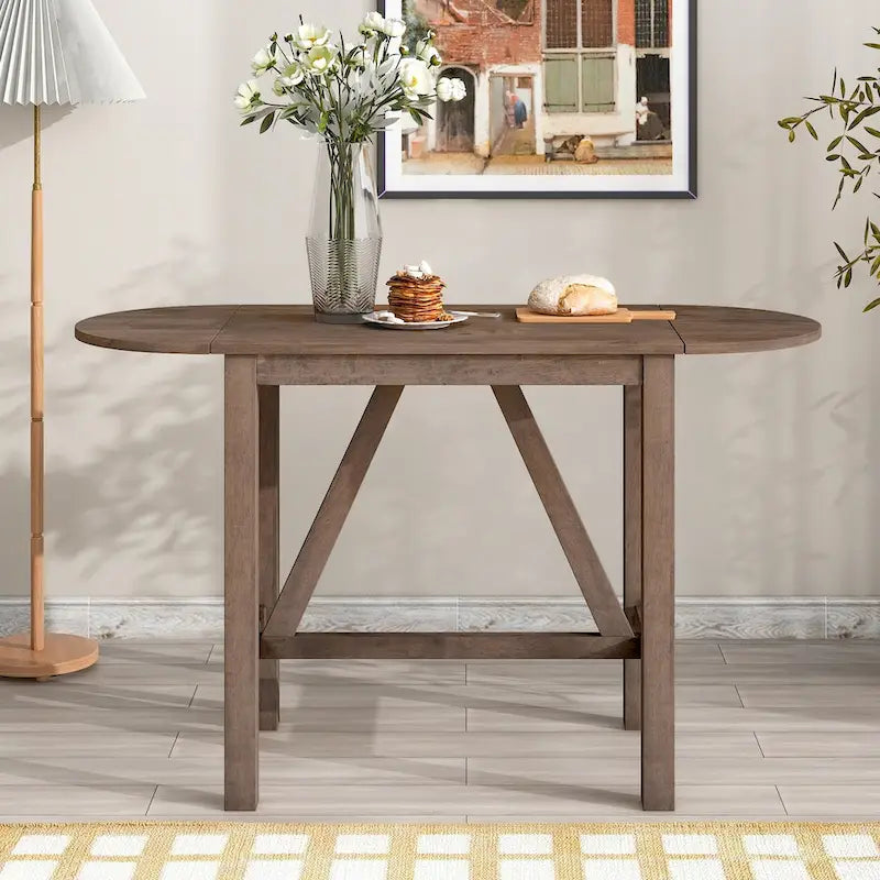 Ensemble de table à manger 3 pièces en bois, hauteur comptoir, à abattants