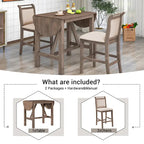 Ensemble de table à manger 3 pièces en bois, hauteur comptoir, à abattants