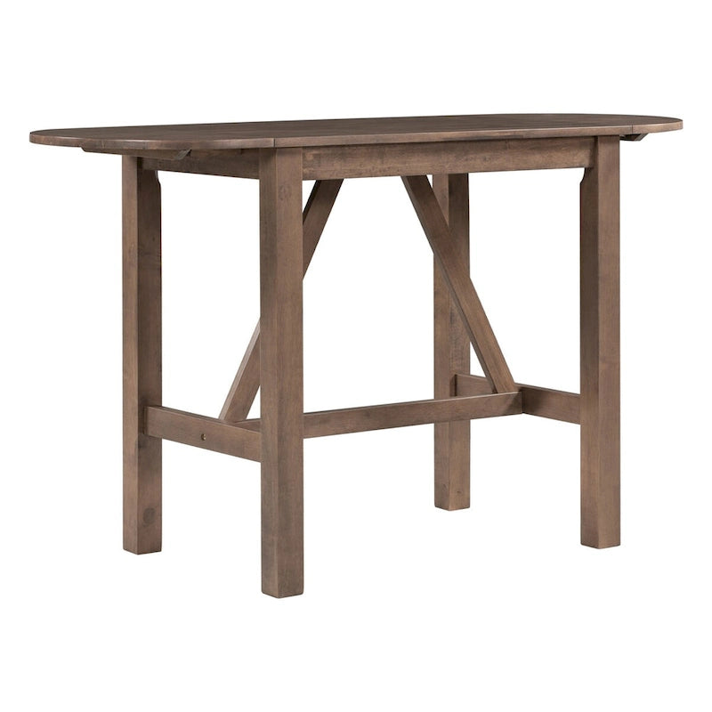 Ensemble de table à manger 3 pièces en bois, hauteur comptoir, à abattants