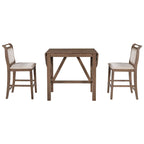 Ensemble de table à manger 3 pièces en bois, hauteur comptoir, à abattants