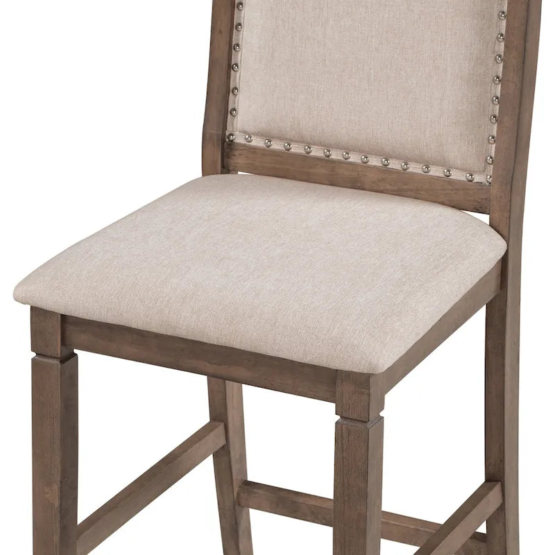Ensemble de table à manger 3 pièces en bois, hauteur comptoir, à abattants