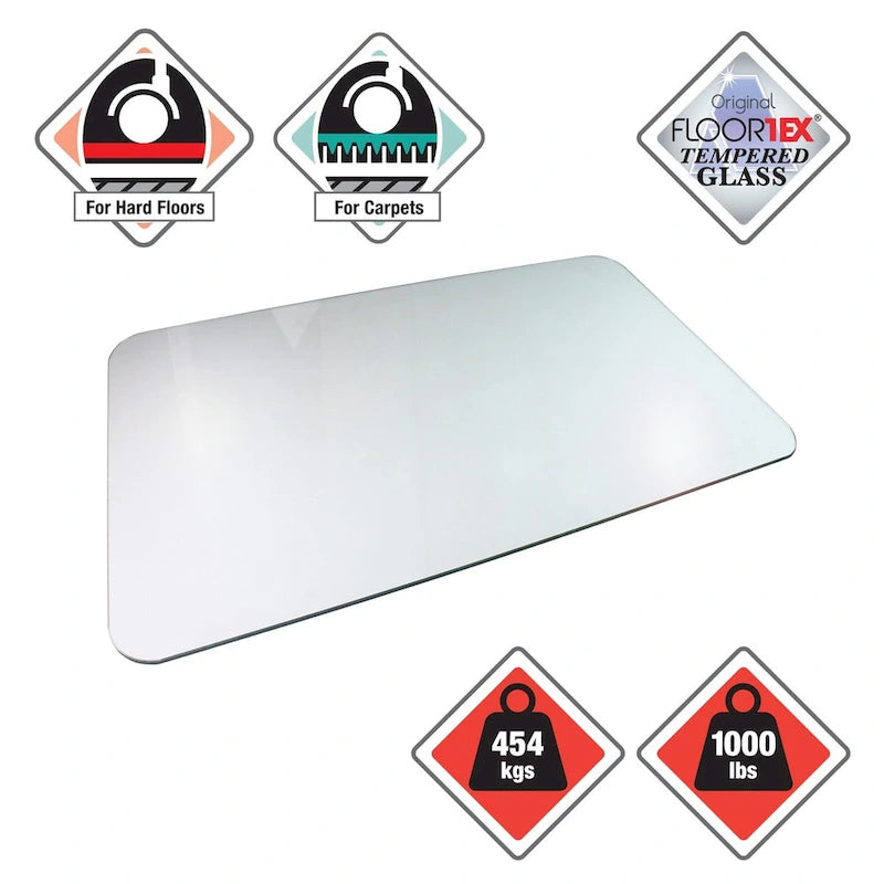Tapis de protection robuste Glaciermat pour chaises en verre, adapté aux sols durs et aux moquettes - 48 x 60