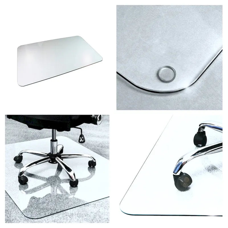 Tapis de protection robuste Glaciermat pour chaises en verre, adapté aux sols durs et aux moquettes - 48 x 60