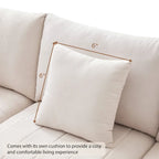 Canapé d'angle moderne en forme de L à rayures verticales, 2 coussins, pouf, combinaisons possibles, beige