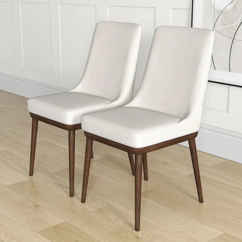 Chaise de salle à manger Grayson beige style moderne du milieu du siècle (lot de 2)