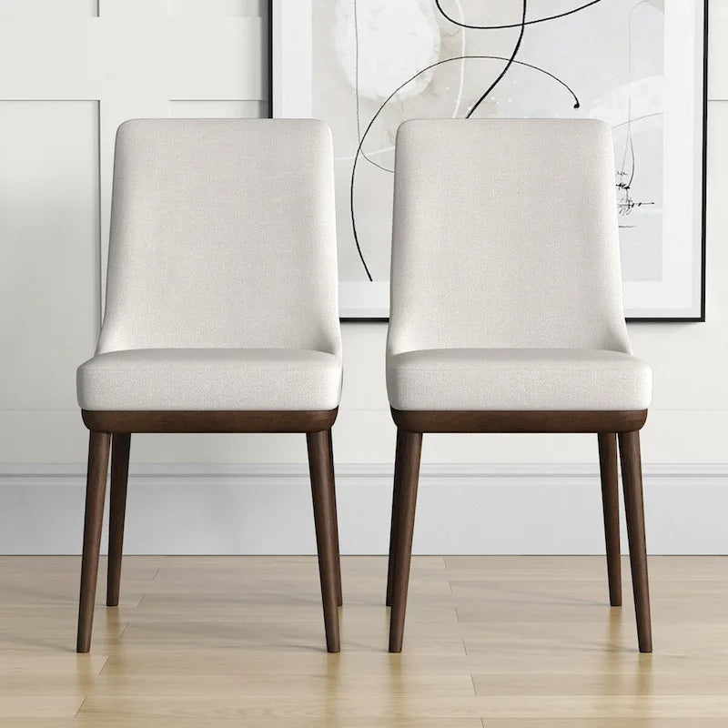 Chaise de salle à manger Grayson beige style moderne du milieu du siècle (lot de 2)