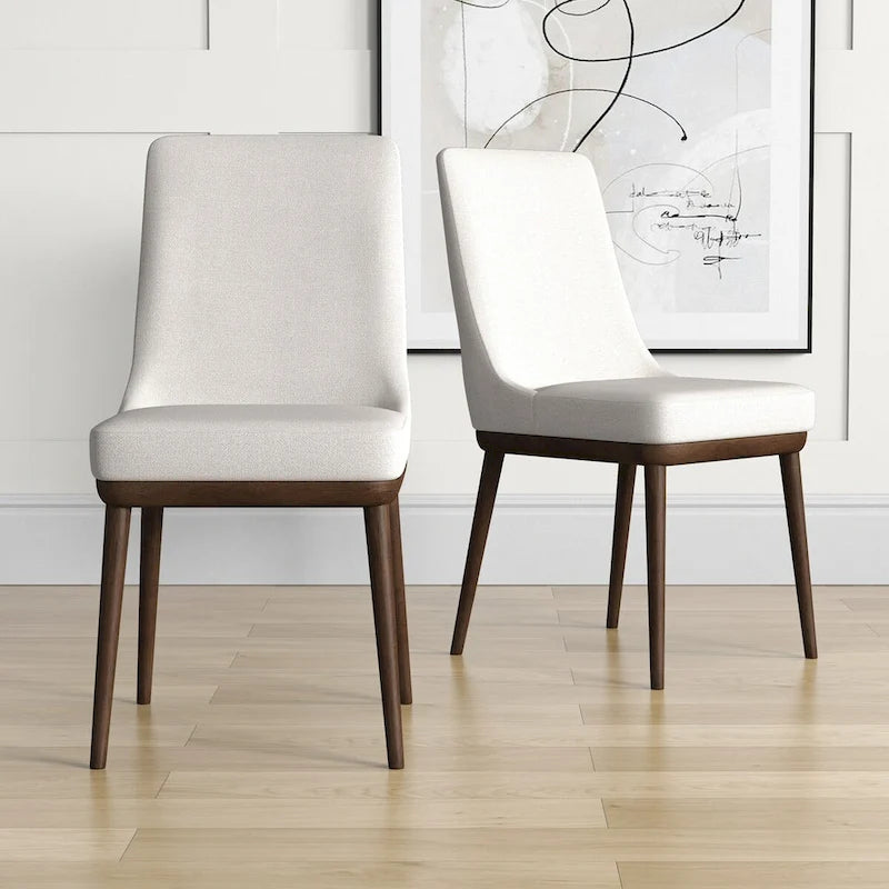 Chaise de salle à manger Grayson beige style moderne du milieu du siècle (lot de 2)