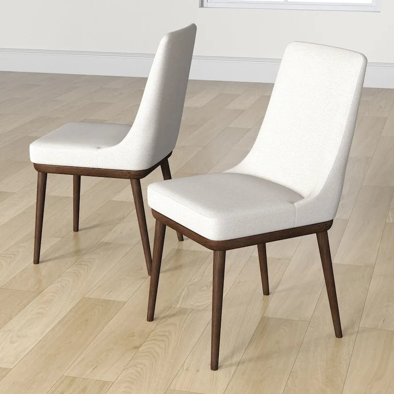 Chaise de salle à manger Grayson beige style moderne du milieu du siècle (lot de 2)