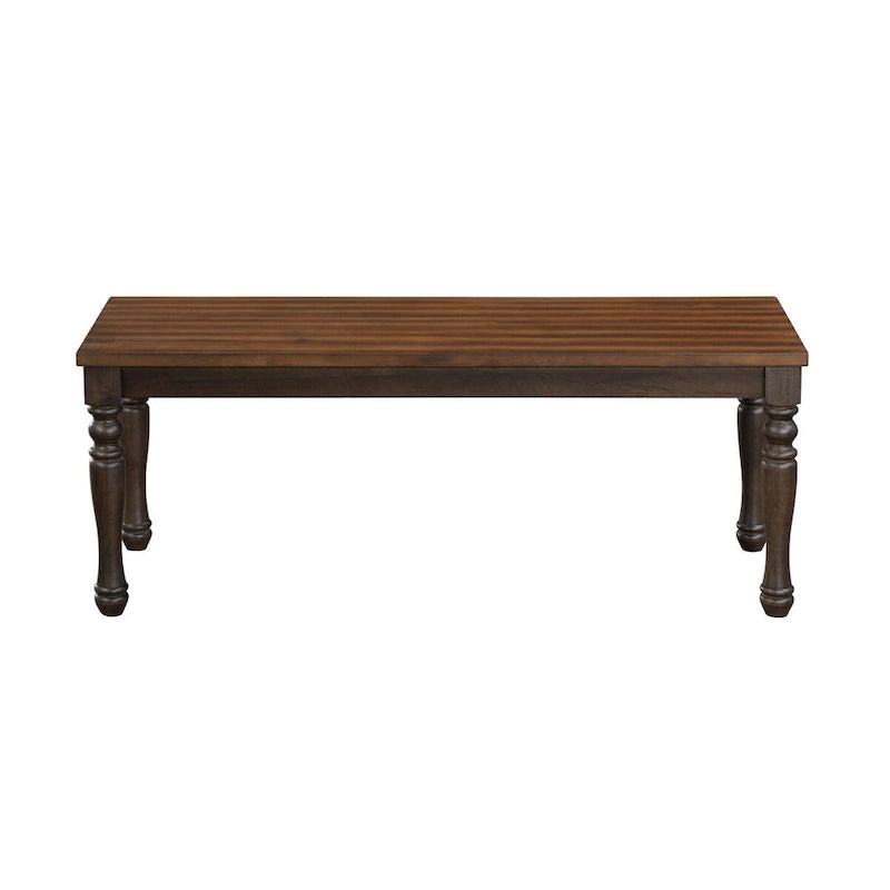 Banc de salle à manger bicolore de 122 cm (48 pouces), pieds tournés, finition bois brun riche