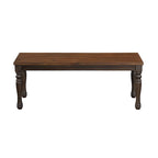 Banc de salle à manger bicolore de 122 cm (48 pouces), pieds tournés, finition bois brun riche
