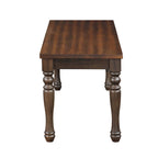 Banc de salle à manger bicolore de 122 cm (48 pouces), pieds tournés, finition bois brun riche