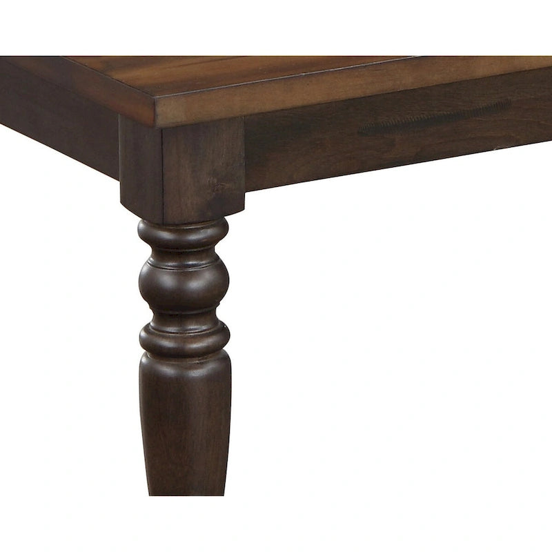 Banc de salle à manger bicolore de 122 cm (48 pouces), pieds tournés, finition bois brun riche