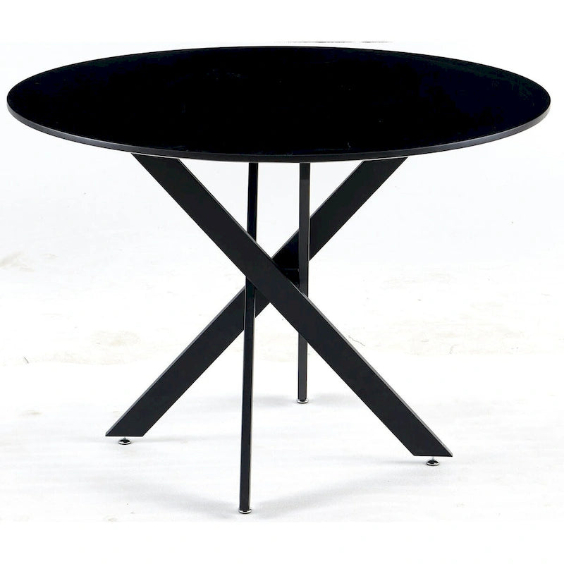 Table de salle à manger de style mid-century avec plateau rond et pied central